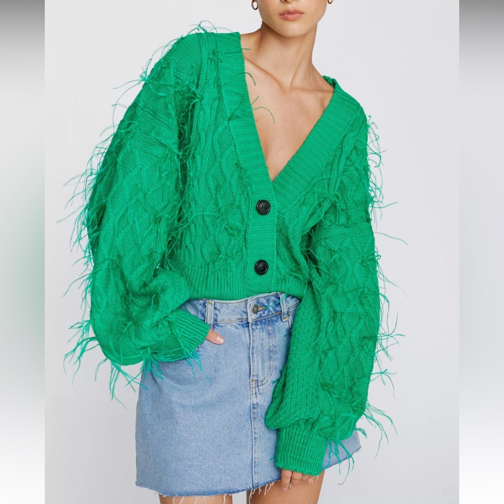 Feather Cropped Cardigan